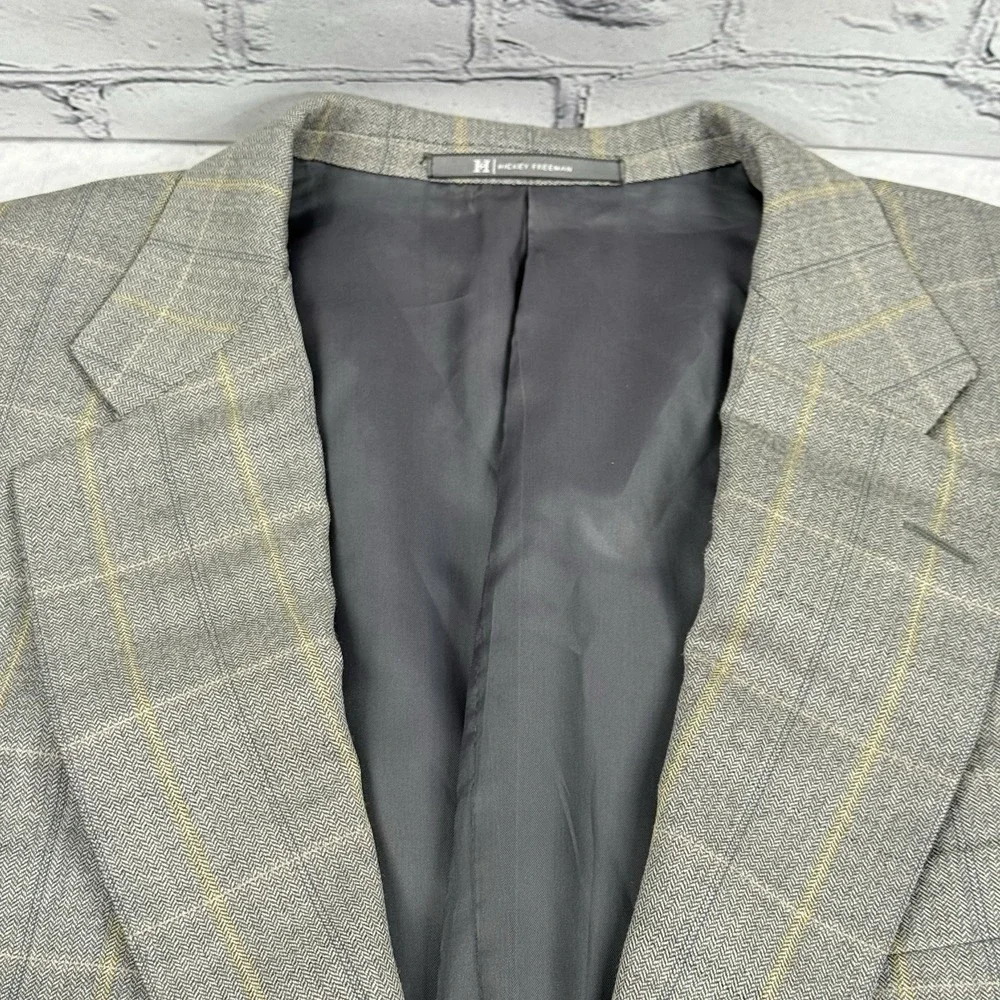 VTG‎ HICKEY FREEMAN Mens Sport Coat Blazer Jacket Size 44L Morgan Check Wool USA